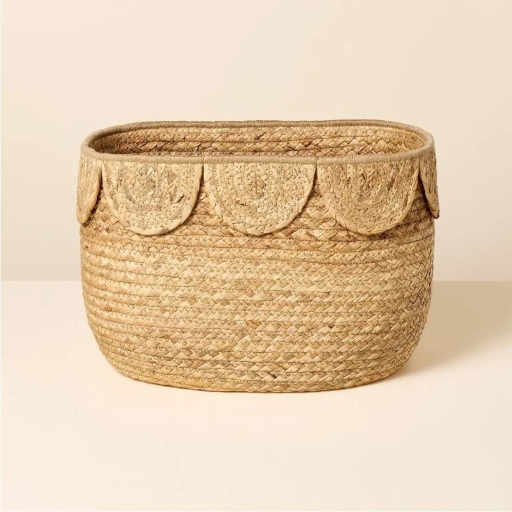 Natural Woven Scalloped Baby Diaper Caddy & Basket - Hearth & Hand with Magnolia
